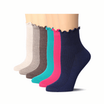 Solid Turn-Cuff Quarter Ruffle Socks