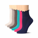 Solid Turn-Cuff Quarter Ruffle Socks