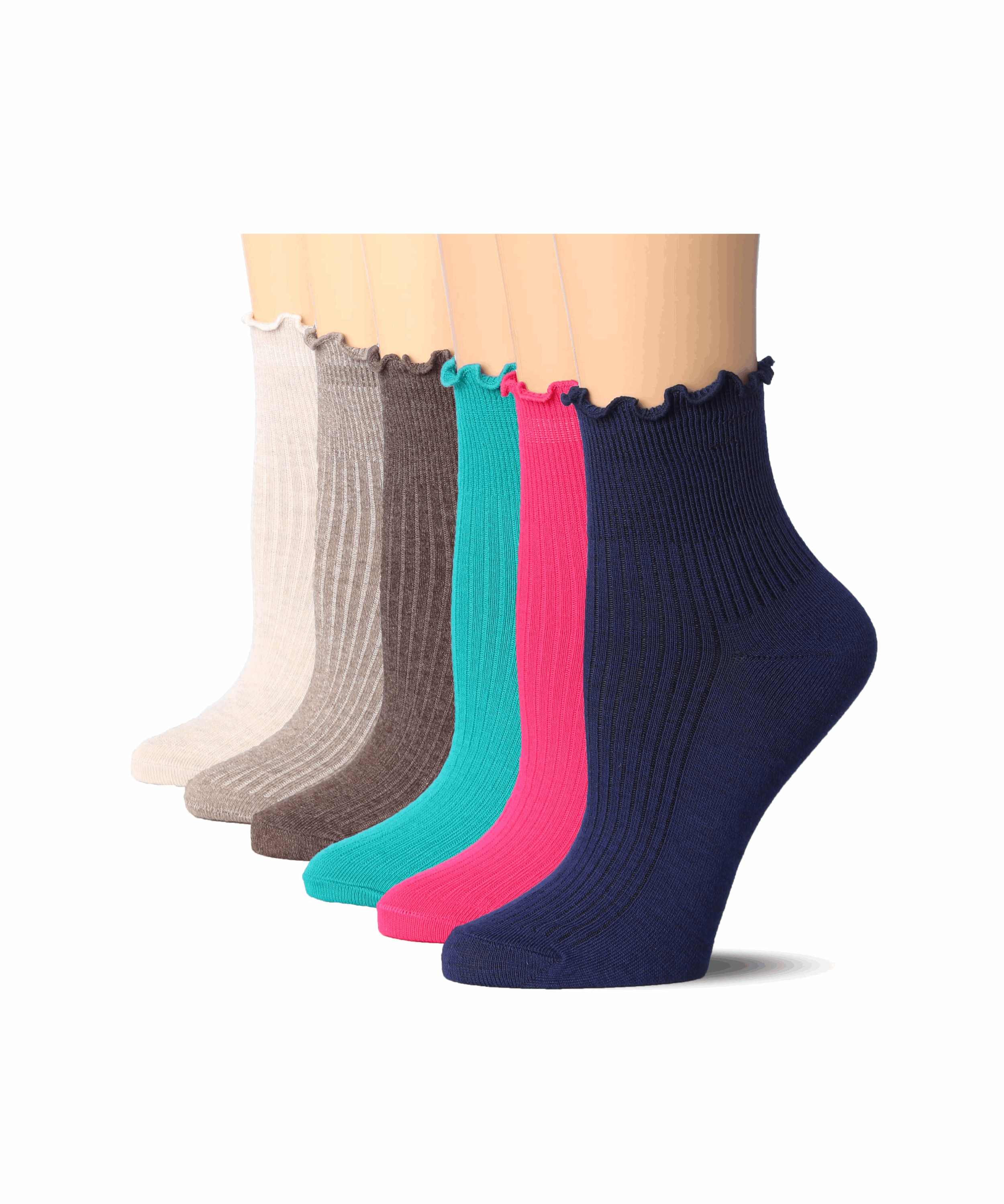 Solid Turn-Cuff Quarter Ruffle Socks