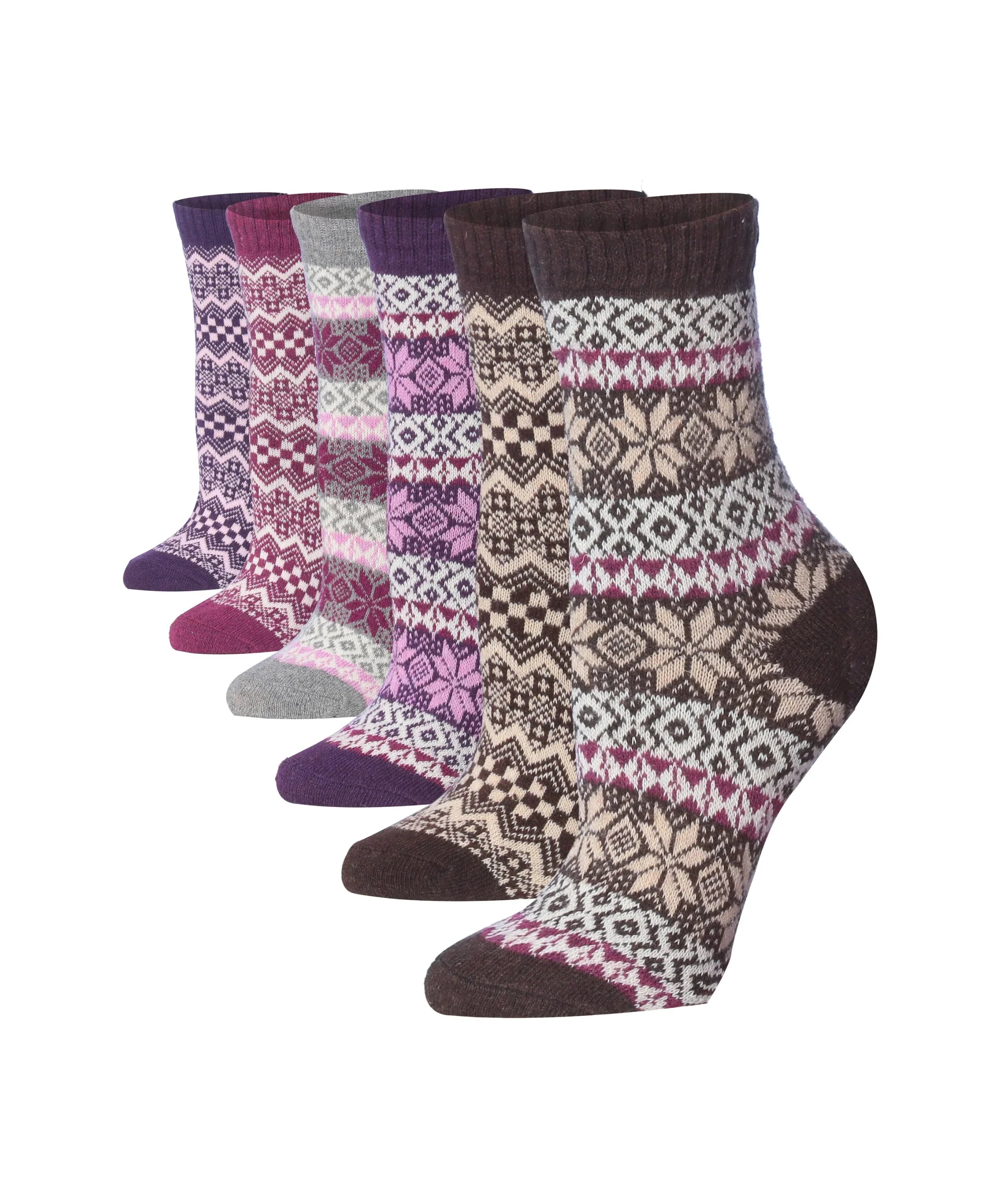  6-Pairs Women's Snowfall Serenity Delight Ragg Cotton Warm Crew Boot Socks -  Socks