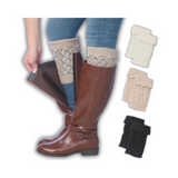 Women's 3 Pairs Translucent Textures Khaki Black White Knitted Leg Warmer Boot Topper Cuffs