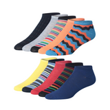 Men's 10 Pairs Classy Extra Lightweight Bright Multicolor Mix Colorful Patterned Low Cut/No Show Socks