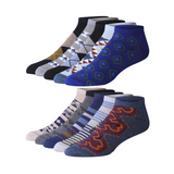 Men's 10 Pairs Classy Extra Lightweight Mosaic Mix Colorful Patterned Low Cut/No Show Socks
