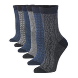  6-Pairs Women's Extra Warm Wool-Blend Midnight Jacquard Toes & Heels Contrast Crew Boot Socks -  Socks
