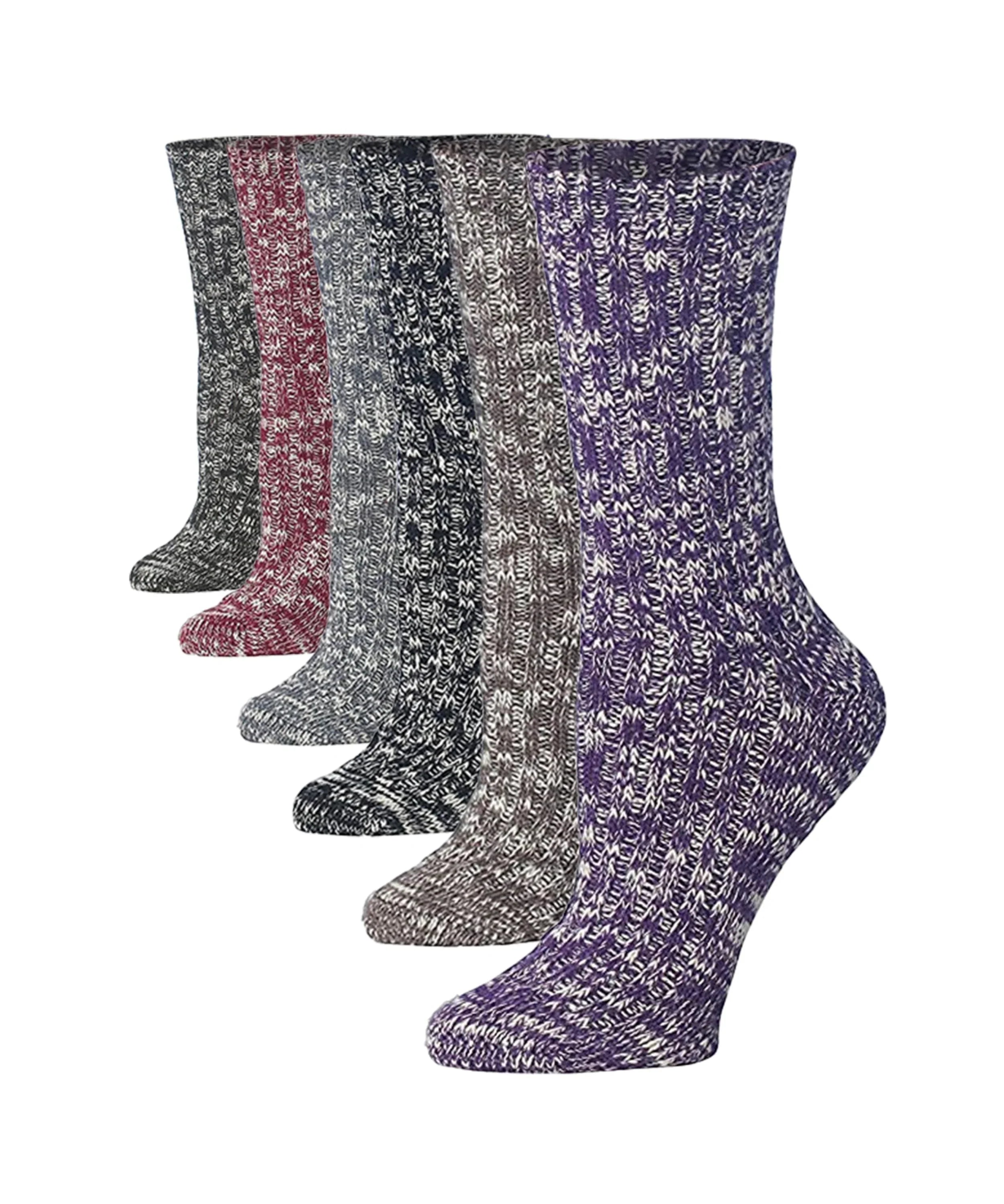  6-Pairs Women's Ragg Cotton Warm Winter Slouchy Colored Socks For Women Crew Boot Socks -  Socks
