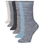  6-Pairs Women's Ragg Neutral Colored Ripped Design Cotton Warm Winter Crew Boot Socks -  Socks