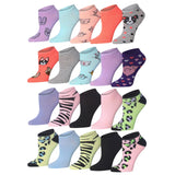  Women's & Girls 20 Pairs Animal Parade Colorful Patterned Ankle/Low Cut Socks -  Socks