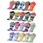  Women's & Girls 20 Pairs Vivid Mix Colorful Patterned Ankle/Low Cut Socks -  Socks