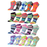  Women's & Girls 20 Pairs Vivid Mix Colorful Patterned Ankle/Low Cut Socks -  Socks