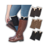 Women's 3 Pairs Muted Tones Trio Grey Brown Black Knitted Leg Warmer Boot Topper Cuffs