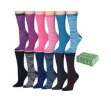 Tipi Toe Women's 12-Pair Colorburst Patterned Crew Socks – Includes Exclusive Gift Box, Ideal for Women’s Sizes 9-11, WC77-BX