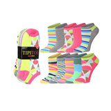  Women's 10 Pairs Neon Zigstripe Pattern & Mix Colors For Vibrant Style Low Cut/No Show Socks -  Socks