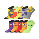 Tipi Toe Womens 10 Pack Colorful Patterned Cheerful Emoji Spectrum Ankle/Low Cut Socks - Tipi Toe Socks