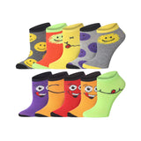 Tipi Toe Womens 10 Pack Colorful Patterned Cheerful Emoji Spectrum Ankle/Low Cut Socks - Tipi Toe Socks