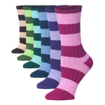  6 Pairs Women's Ragg Cotton Vibrant Colored Striped Patterned Lightweight Crew Boot Socks -  Socks