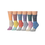  6-Pairs Women's 6-Pairs Cotton Ragg Marled Vibrant Colorblock Winter Boot Socks -  Socks