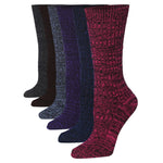  6-Pairs Women's Cotton Ministripe Patterned Dark Colored Extra Warm Winter Crew Boot Socks -  Socks