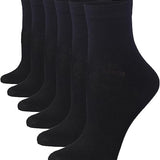 Women's 6 Pack Lightweight & Versatile Classic Black Color Pattern Quarter Socks, Ideal for Casual & Everyday Wear - Socks