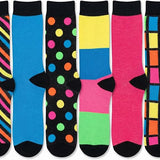 Tipi Toe Women’s Mixed Crew & Fuzzy Sock Bundle Pack – Colorful Geometric Funky Dress Socks & Plush Thermal Non-Skid Slipper Socks, Sizes 9–11
