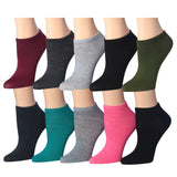 Solid Color Women's No Show Socks - 10 Pairs