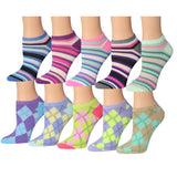 Girls Colorful Patterned Low Cut Socks - 10 Pairs