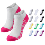 White socks with pink accents and various color options on a white background