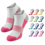 White Rainbow Colored & Accented Stripes Low Cut Socks - 12 Pairs