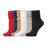 Tipi Toe 6 pack Women's Slouch Socks Knee High Dynamic Monochrome Black White Grey Red Blue Khaki Tones Boot Socks Warm Cozy Crew Cotton Scrunch Socks