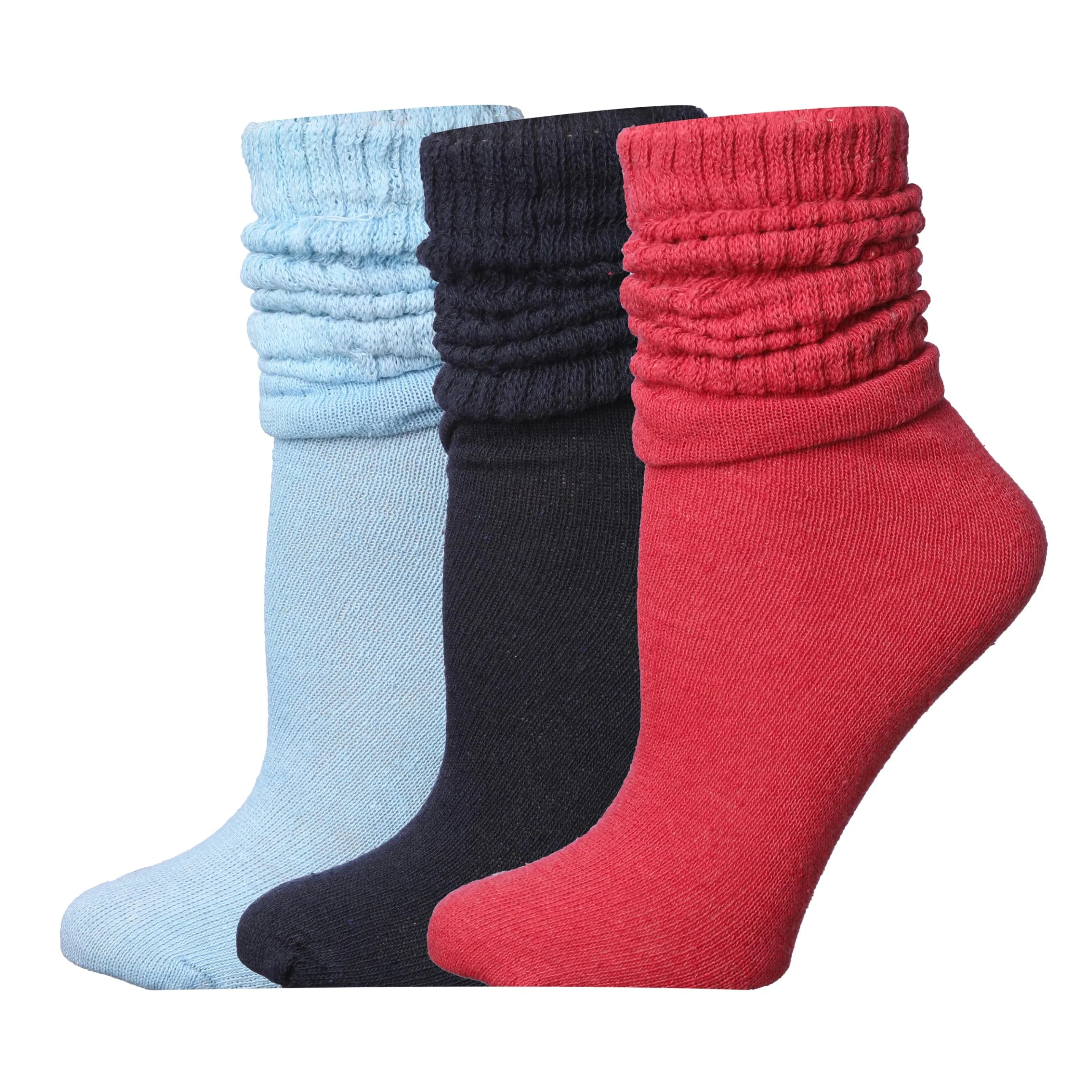 Blue Black & Pink Scrunch Socks