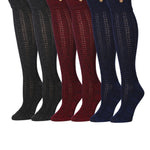  Women's 3-Pairs Dark Colored Deep Shadowy Fashion With Buttons Comfortable Winter Warm Knee High Cotton-Blend Boot Socks -  Socks