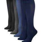  Women's 6 Pairs Sleek Shades Colorful Solid Patterned Knee High Socks -  Socks