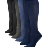  Women's 6 Pairs Sleek Shades Colorful Solid Patterned Knee High Socks -  Socks