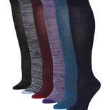 Tipi Toe Women's 6 Pairs Solid Dark Colorful Cosmic Palette Space Dye Pattern Knee High Socks