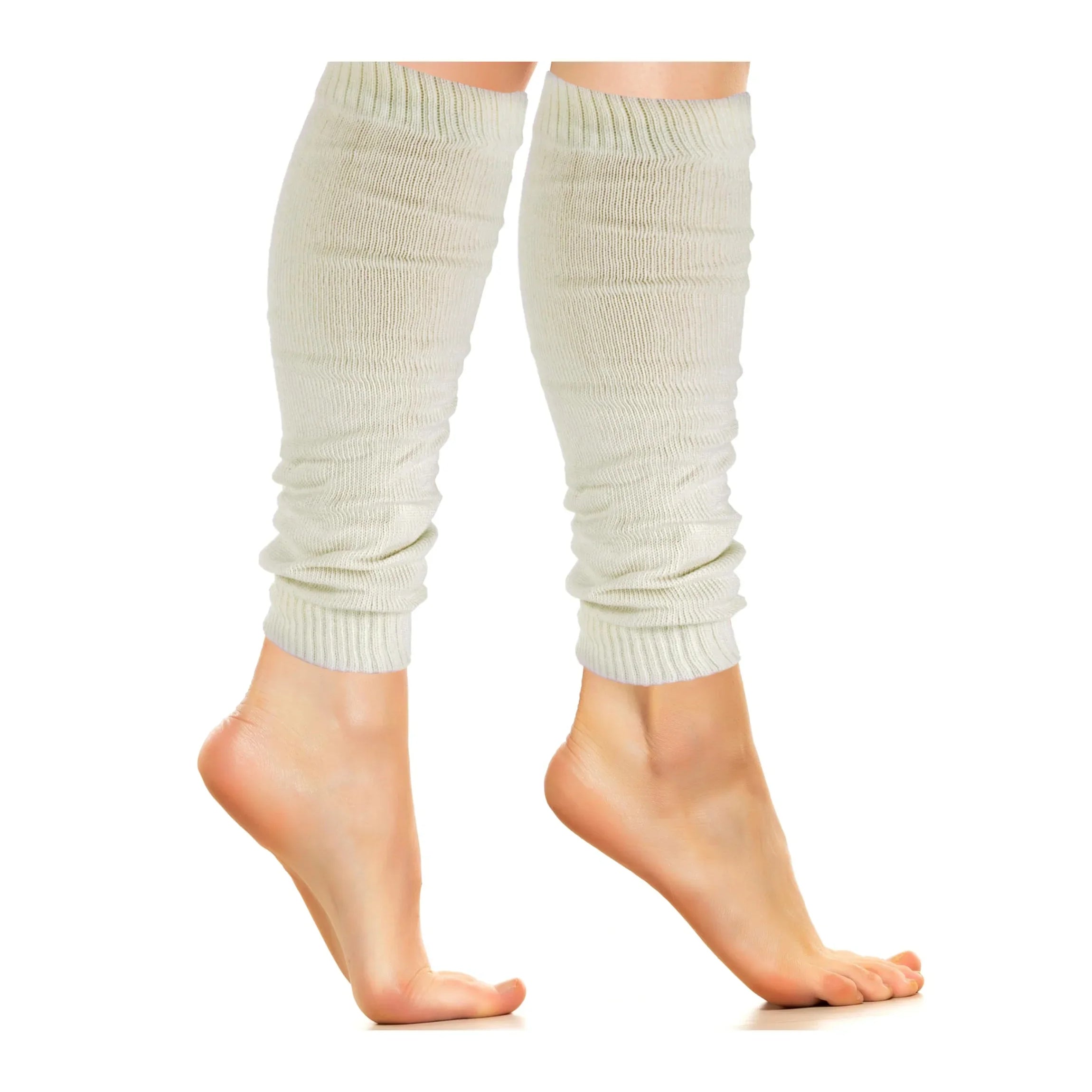 Isadora Paccini Women's Fashionable Snug-fit Ethereal Ivory Elegance Casual Leg Warmers - Tipi Toe Socks