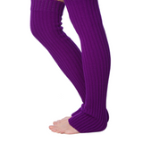 Isadora Paccini Women's Extra Long Eggplant Purple Elegance Ribbed Knit Leg Warmers