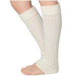 Isadora Paccini Women's Ribbed Knit Leg Warmers Sophisticated Simplicity Ivory One Size - Tipi Toe Socks