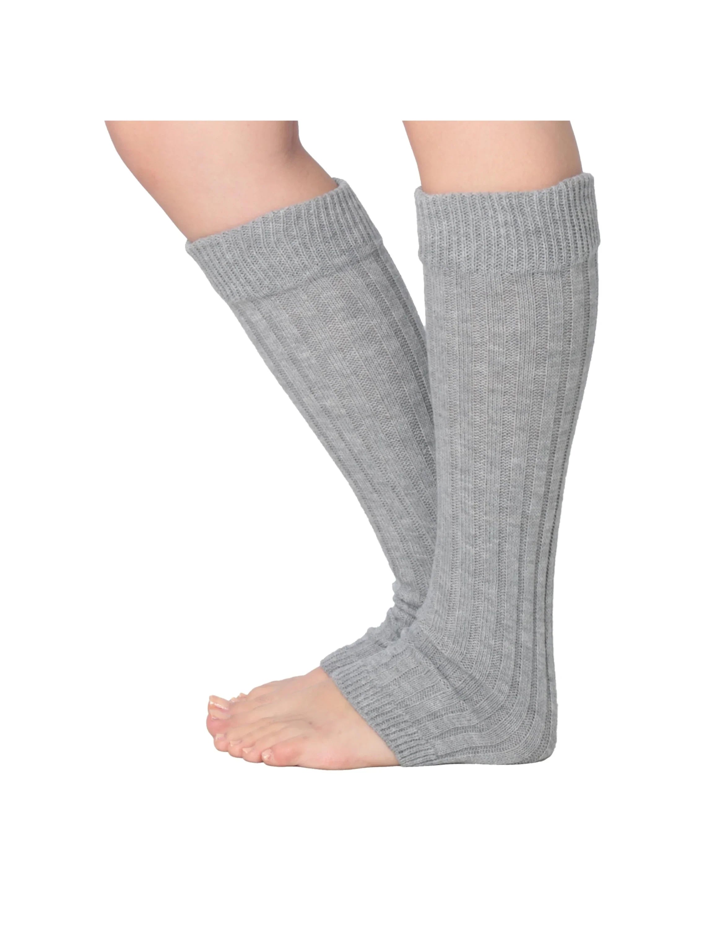  Women's Ribbed Knit Leg Warmers Graceful Grey One Size - Socks
