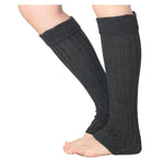  Women's Ribbed Knit Leg Warmers Chic Charcoal One Size - Socks