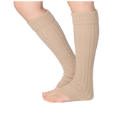 Isadora Paccini Women's Ribbed Knit Leg Warmers Subtle Warmth Pale Brown One Size
