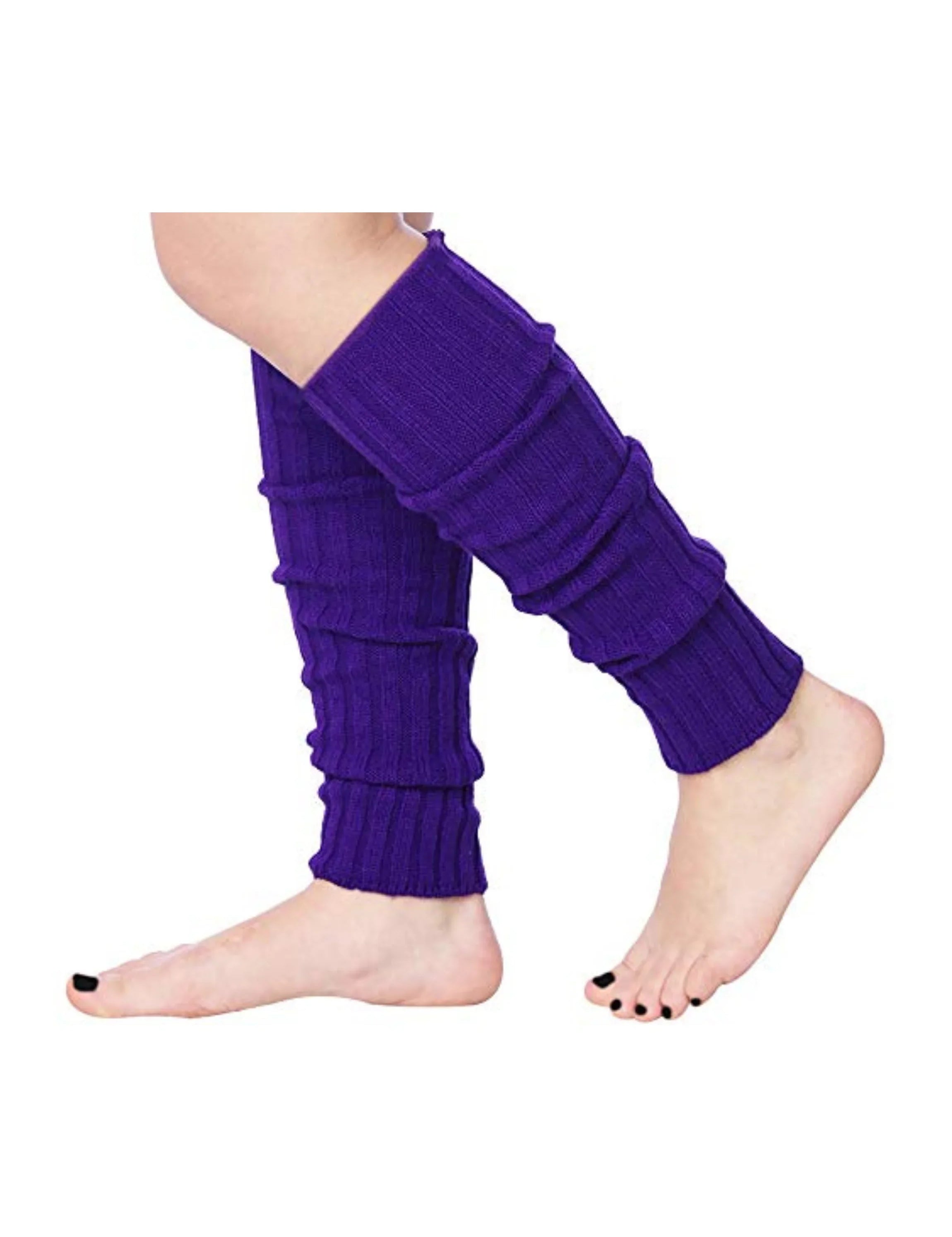 Isadora Paccini 80s Women's Ribbed Leg Warmers Lavender Violet Harmony for Party Sports Accessories - Tipi Toe Socks