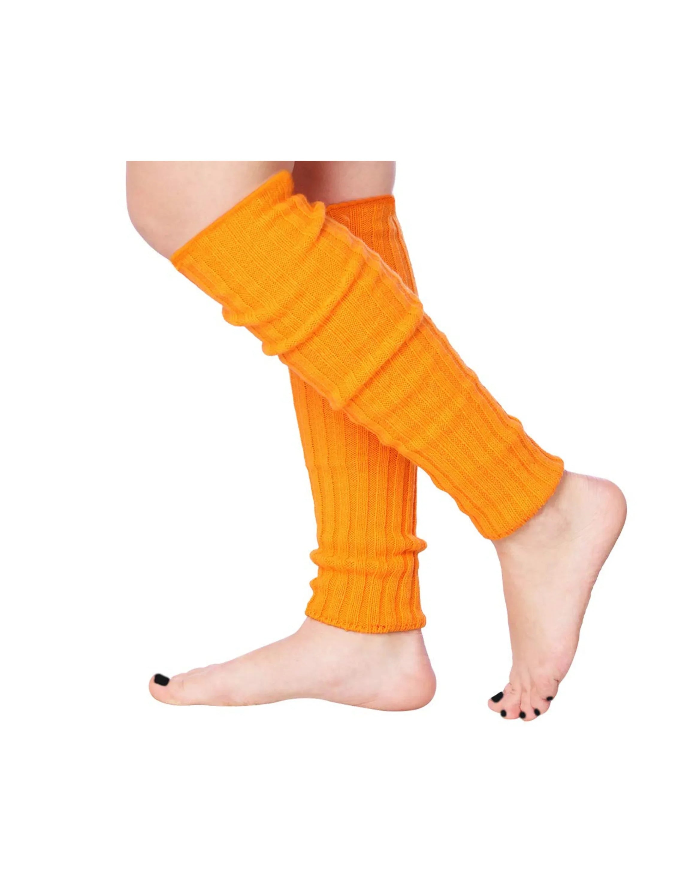  80s Women's Ribbed Leg Warmers Tangerine Orange Fusion for Party Sports Accessories - Socks