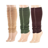 Isadora Paccini Women's 3 pairs Solid Woodland Serenity Beige Green Brown Casual Leg Warmers