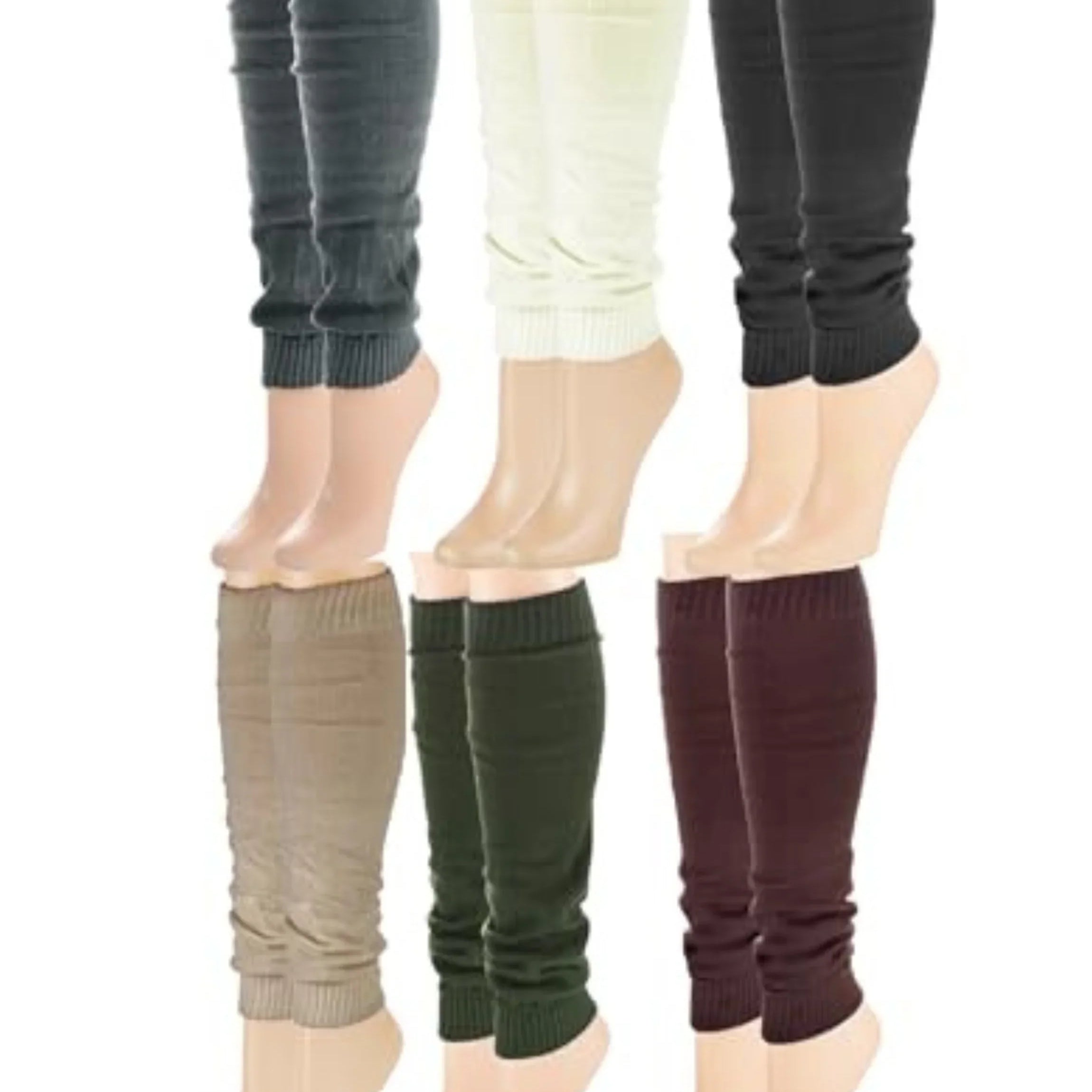 Isadora Paccini Women's 6 pack Solid Multicolor Casual Leg Warmers - Tipi Toe Socks