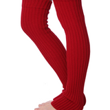 Isadora Paccini Women's Extra Long Monochromatic Marvel Embracing Cranberry Ribbed Knit Leg Warmers
