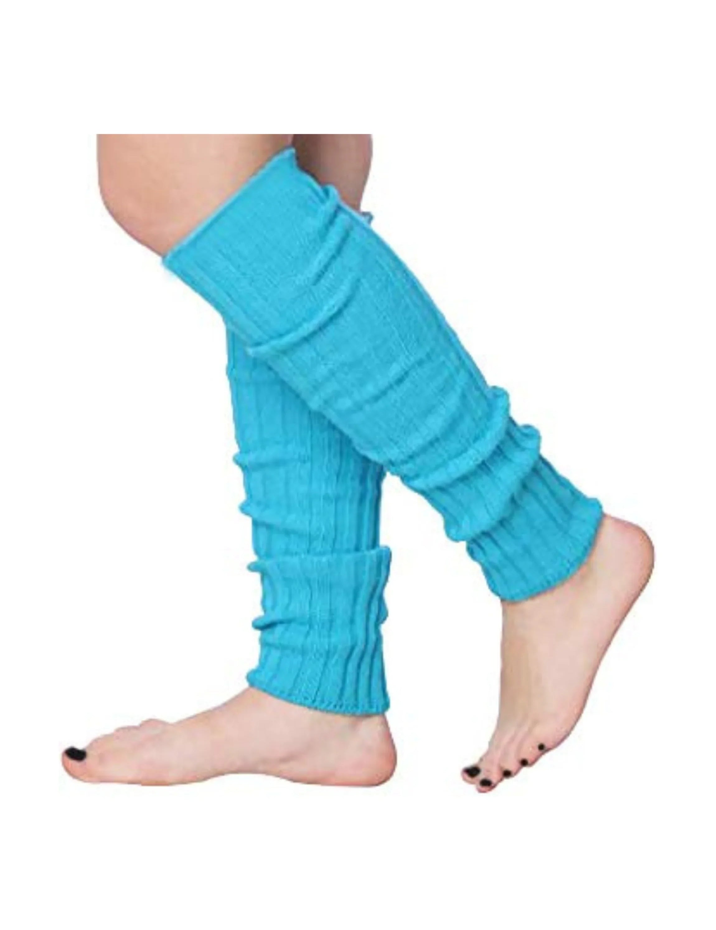 Isadora Paccini 80s Women's Ribbed Leg Warmers Oceanic Aqua Harmony for Party Sports Accessories - Tipi Toe Socks