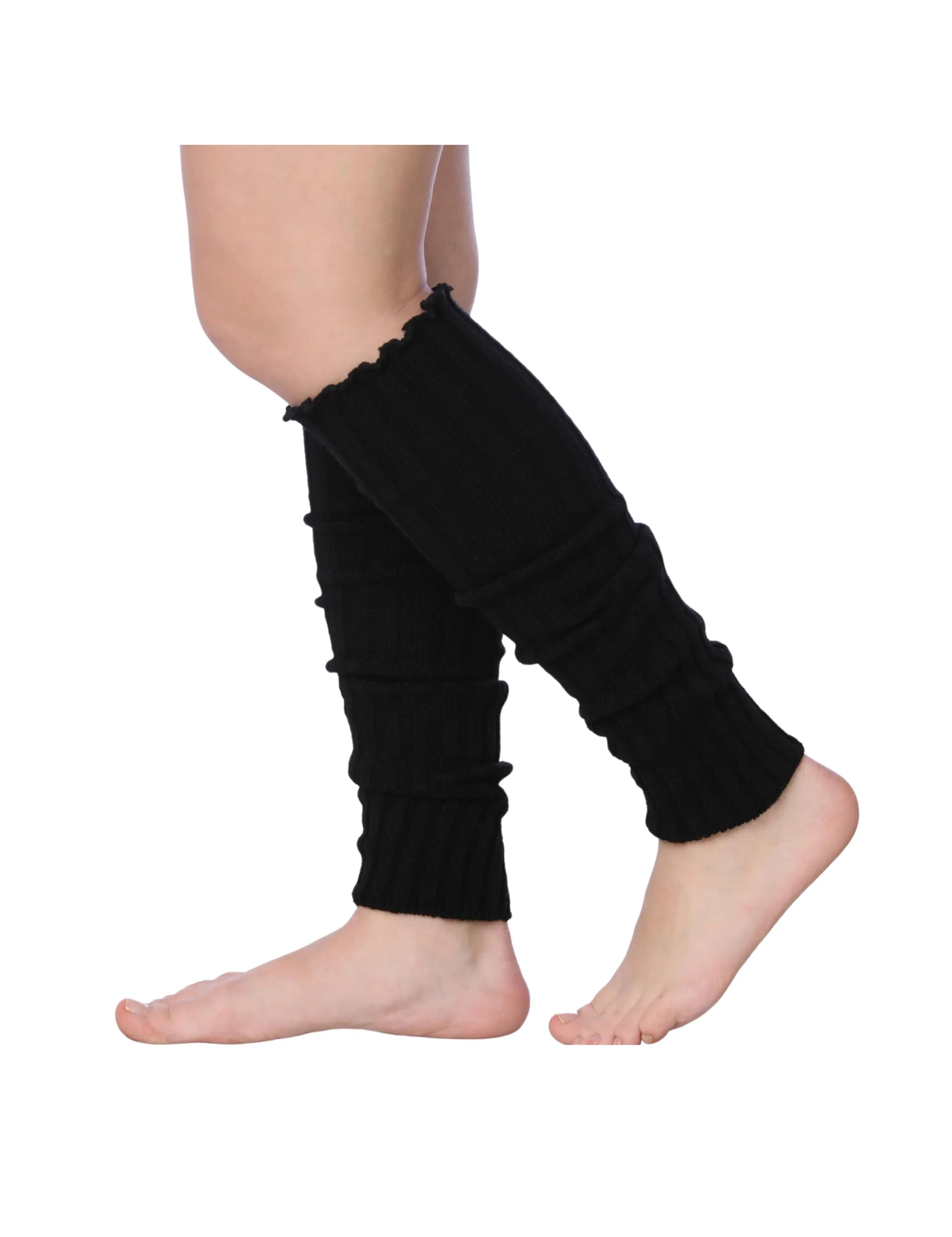  80s Women's Ribbed Leg Warmers Alluring Midnight Black Elegance for Party Sports Accessories - Socks