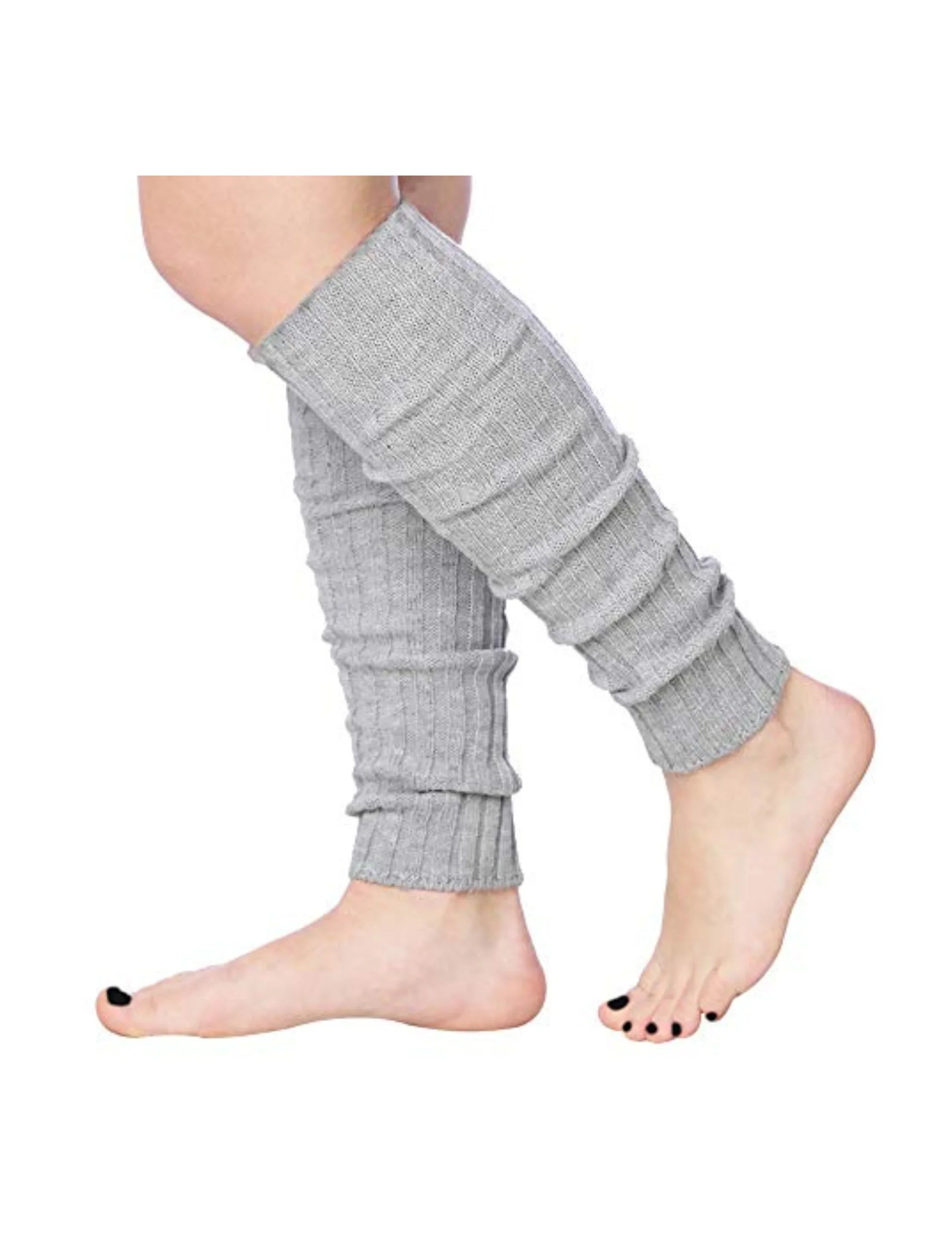 Isadora Paccini 80s Women's Ribbed Leg Warmers Chromatic Gray Symphony for Party Sports Accessories - Tipi Toe Socks