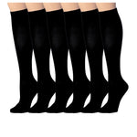  3-Pairs Compression Socks for Men & Women Solid Plain Black Knee High Socks (12-14 mmHg) -  Socks