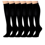  3-Pairs Compression Socks for Men & Women Solid Plain Black Knee High Socks (12-14 mmHg) -  Socks