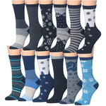 Women's 12 Pairs Lightweight Crew Socks ƒ?? Colorful Snowflakes Winter Patterns - Socks